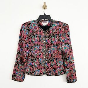 Vintage Silk Beautiful Colorful 80s/90s Shoulder Pads Maggy London Top/Jacket